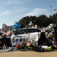 People write condolence notes and lay flowers at a growing memorial in front of the Dallas police headquarters on July 8, 2016, near the area that is still an active crime scene in downtown Dallas following the deaths of five police officers.
Spencer Platt/Getty Images